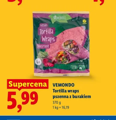 Tortilla wraps pszenna z burakiem Vemondo 6-pak promocja w Lidl