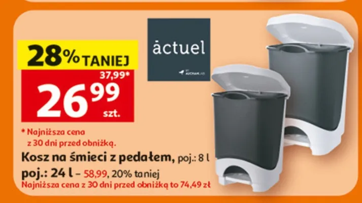 Kosz na śmieci z pedałem Actuel 8 l promocja w Auchan