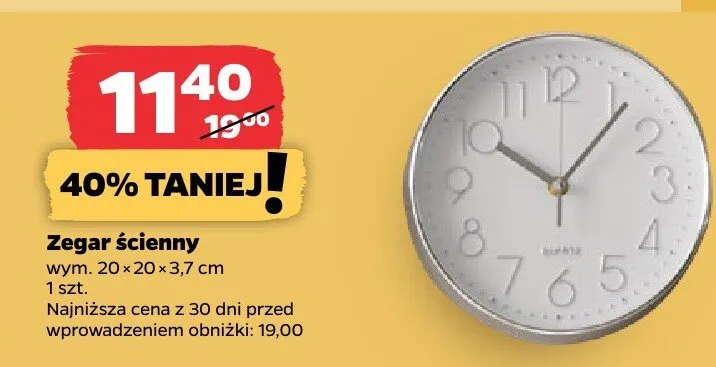Zegar ścienny promocja w Netto