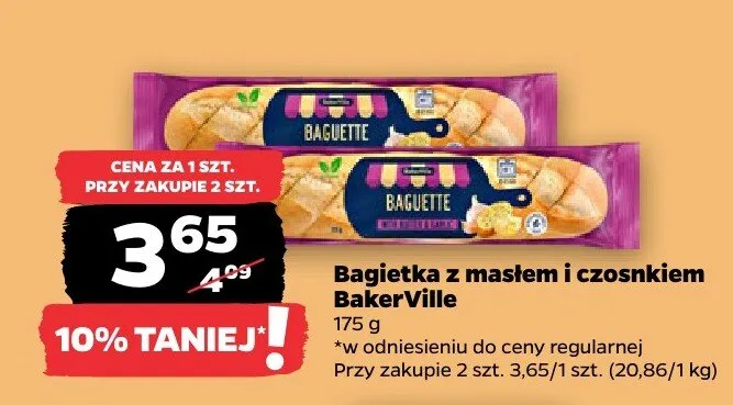 Bagietka z masłem i czosnkiem BakerVille promocja w Netto