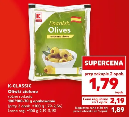 Oliwki zielone bez pestek K-Classic promocja w Kaufland