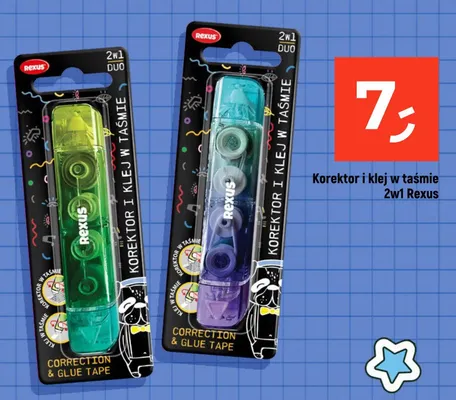 Korektor i klej w taśmie 2w1 Rexus promocja w Dealz