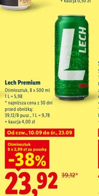 Piwo Lech Premium 8-pak 500 ml promocja w Lidl