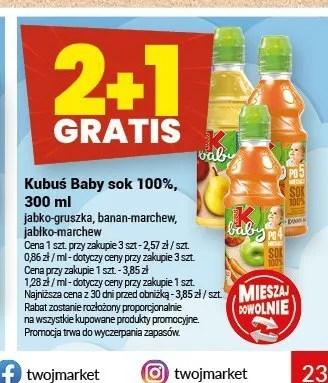 Sok Kubuś Baby banan-marchew promocja w Twój Market