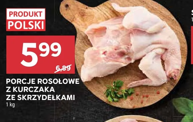 Porcje rosołowe z kurczaka ze skrzydełkami promocja w Stokrotka
