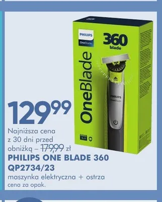 Maszynka elektryczna + ostrza PHILIPS ONE BLADE 360 QP2734/23 promocja w Super-Pharm