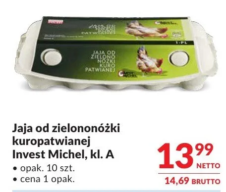 Jaja od zielononóżki kuropatwianej Invest Michel, kl. A promocja w Makro