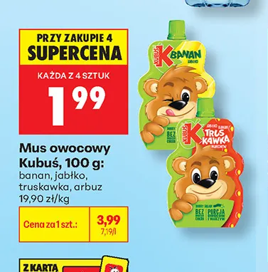 Mus owocowy Kubuś jabłko promocja w Biedronka