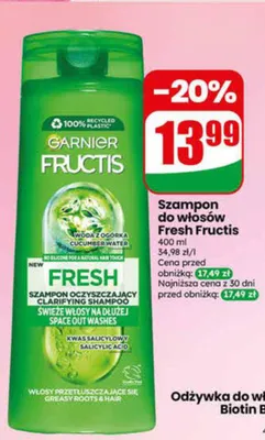 Szampon oczyszczający do włosów Garnier Fructis Fresh promocja w Dino