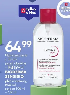Płyn micelarny Bioderma Sensibio H2O 850ml promocja w Super-Pharm