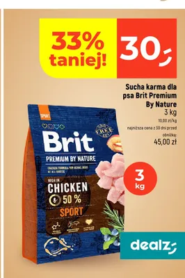 Sucha karma dla psa Brit Premium By Nature Sport promocja w Dealz