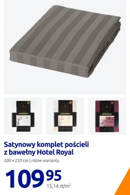 Satynowy komplet pościeli z bawełny Hotel Royal 200x220 cm promocja w Action