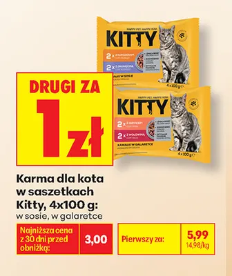 Karma dla kota w saszetkach Kitty w galaretce 4-pak promocja w Biedronka
