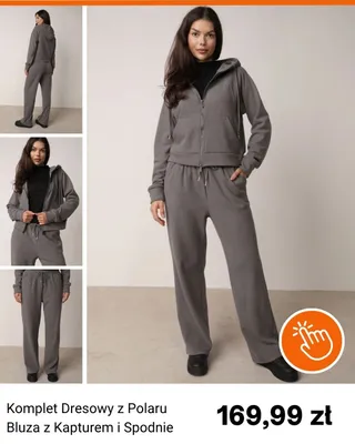Komplet dresowy z polaru Born2be bluza z kapturem i spodnie promocja w Born2be