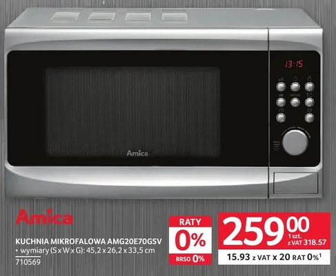 Kuchnia mikrofalowa Amica AMG20E70GSV 45,2x26,2x33,5cm promocja w Selgros
