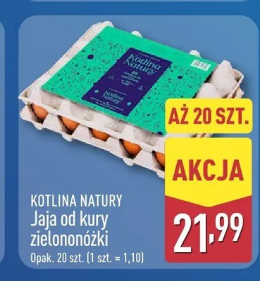 Jaja od kury zielononóżki Kotlina Natury 20-pak promocja w Aldi
