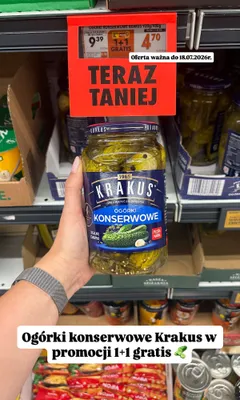 Ogórki konserwowe Krakus promocja w Biedronka