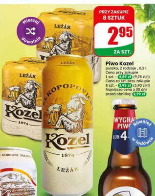 Piwo Kozel puszka 0,5l promocja w Dino
