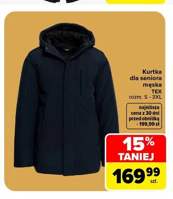 Kurtka dla seniora męska TEX promocja w Carrefour