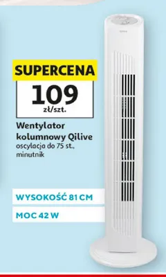 Wentylator kolumnowy Qilive oscylacja do 75 st. minutnik wysokość 81cm moc 42W promocja w Auchan
