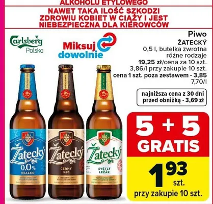 Piwo Żatecký różne rodzaje promocja w Carrefour