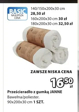 Prześcieradło z gumką Janne 140/150x200x30 cm promocja w Jysk