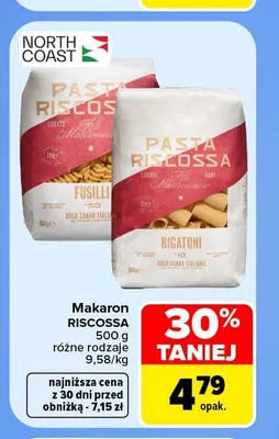 Makaron rigatoni Riscossa promocja w Carrefour Market