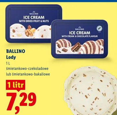 Lody śmietankowo-czekoladowe lub śmietankowo-bakaliowe promocja w Lidl