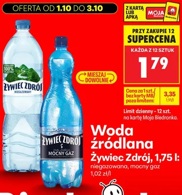 Woda źródlana niegazowana Żywiec Zdrój promocja w Biedronka