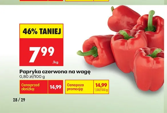 Papryka czerwona na wagę promocja w Biedronka