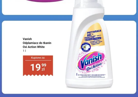 Odplamiacz do tkanin Vanish Oxi Action White promocja w Dino