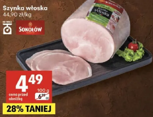 Szynka włoska Sokołów promocja w Delikatesy Centrum