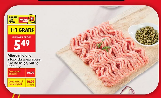 Mięso mielone z łopatki wieprzowej Kraina Mięs promocja w Biedronka