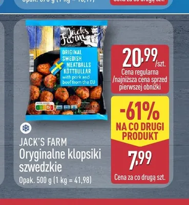 Oryginalne klopsiki szwedzkie Jack's Farm promocja w Aldi
