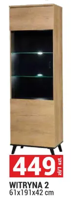 Witryna 2 System John dąb lefkas/czarny 61x191x42cm promocja w Merkury Market