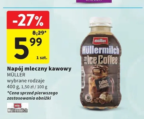 Napój mleczny kawowy Müller Müllermilch Ice Coffee promocja w Intermarche