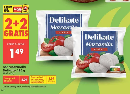 Ser Mozzarella Delikate promocja w Biedronka