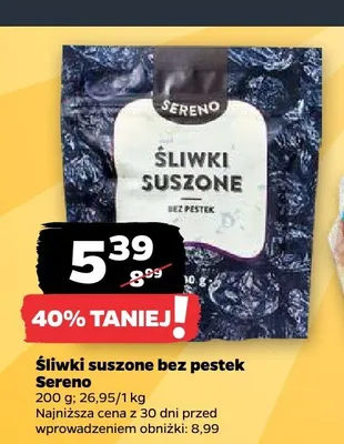 Śliwki suszone bez pestek Sereno promocja w Netto