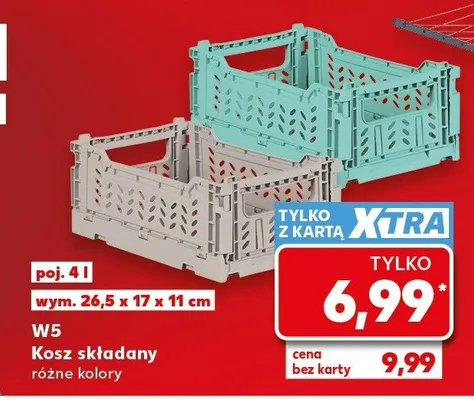 Kosz składany różne kolory promocja w Kaufland