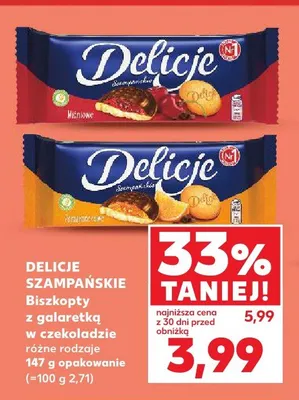 Biszkopty z galaretką Delicje Szampańskie pomarańczowe promocja w Kaufland