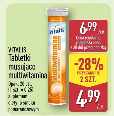 Tabletki musujące multiwitamina o smaku pomarańczowym promocja w Aldi
