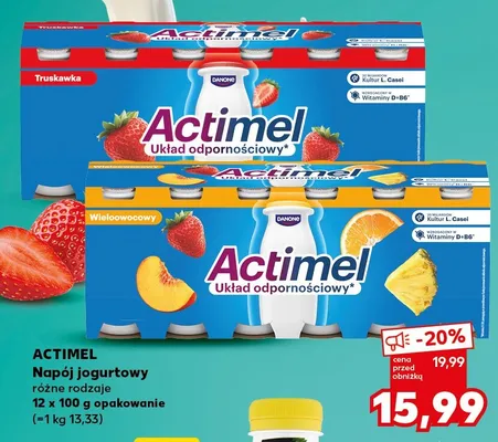 Napój jogurtowy Danone Actimel wieloowocowy 12-pak promocja w Kaufland