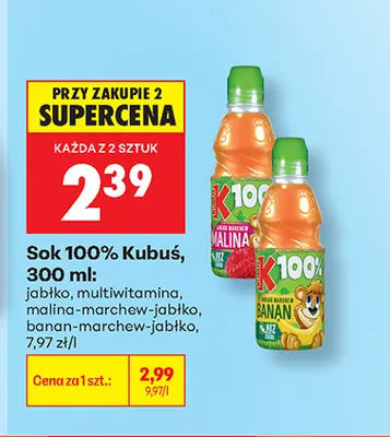 Sok Kubuś multiwitamina 100% promocja w Biedronka