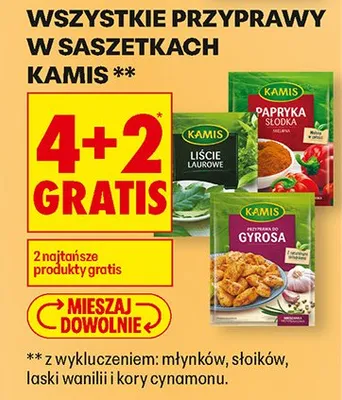 Wszystkie przyprawy w saszetkach 4+2 GRATIS promocja w Biedronka