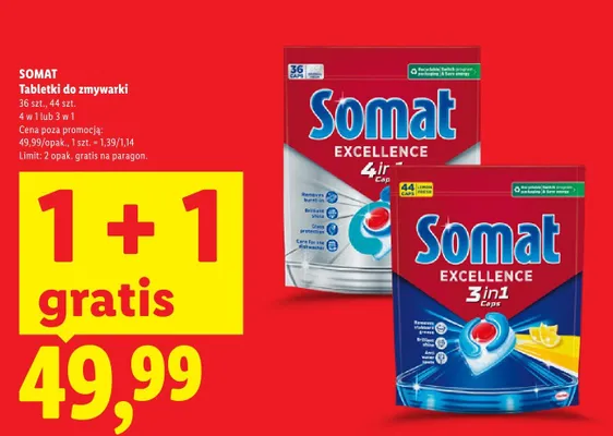 Tabletki do zmywarki Somat Excellence 3 in 1 promocja w Lidl