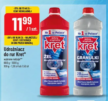 Udrożniacz do rur Kret granulki promocja w POLOmarket