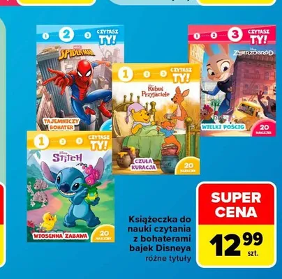 Książeczka do nauki czytania z bohaterami bajek Disneya promocja w Carrefour Market