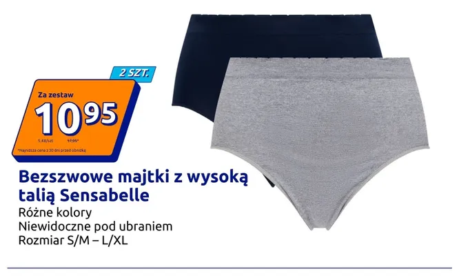 Bezszwowe majtki z wysoką talią Sensabelle 2-pak promocja w Action