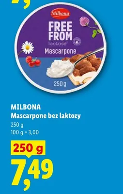 Mascarpone bez laktozy Milbona Free From promocja w Lidl