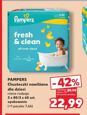 Chusteczki nawilżane dla dzieci Pampers 3-pak promocja w Kaufland